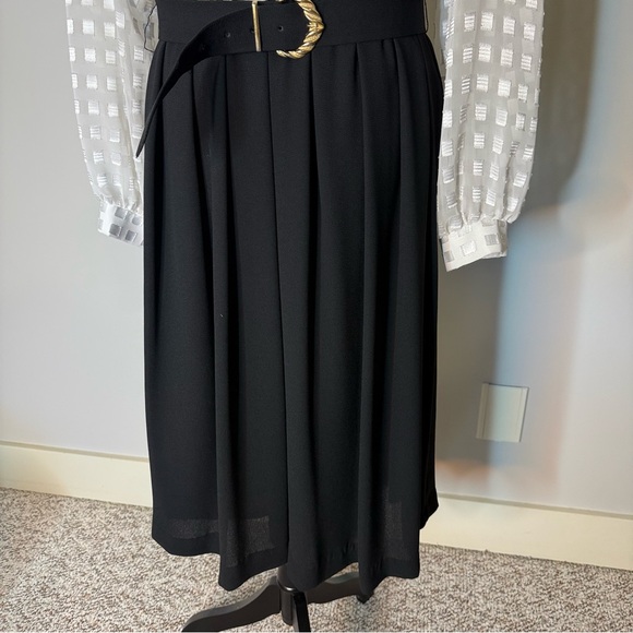 D’ALLAIRDS Vintage 80’s Dress Sheer Long Sleeves Shoulder Pads A-Line Large - Picture 3 of 12